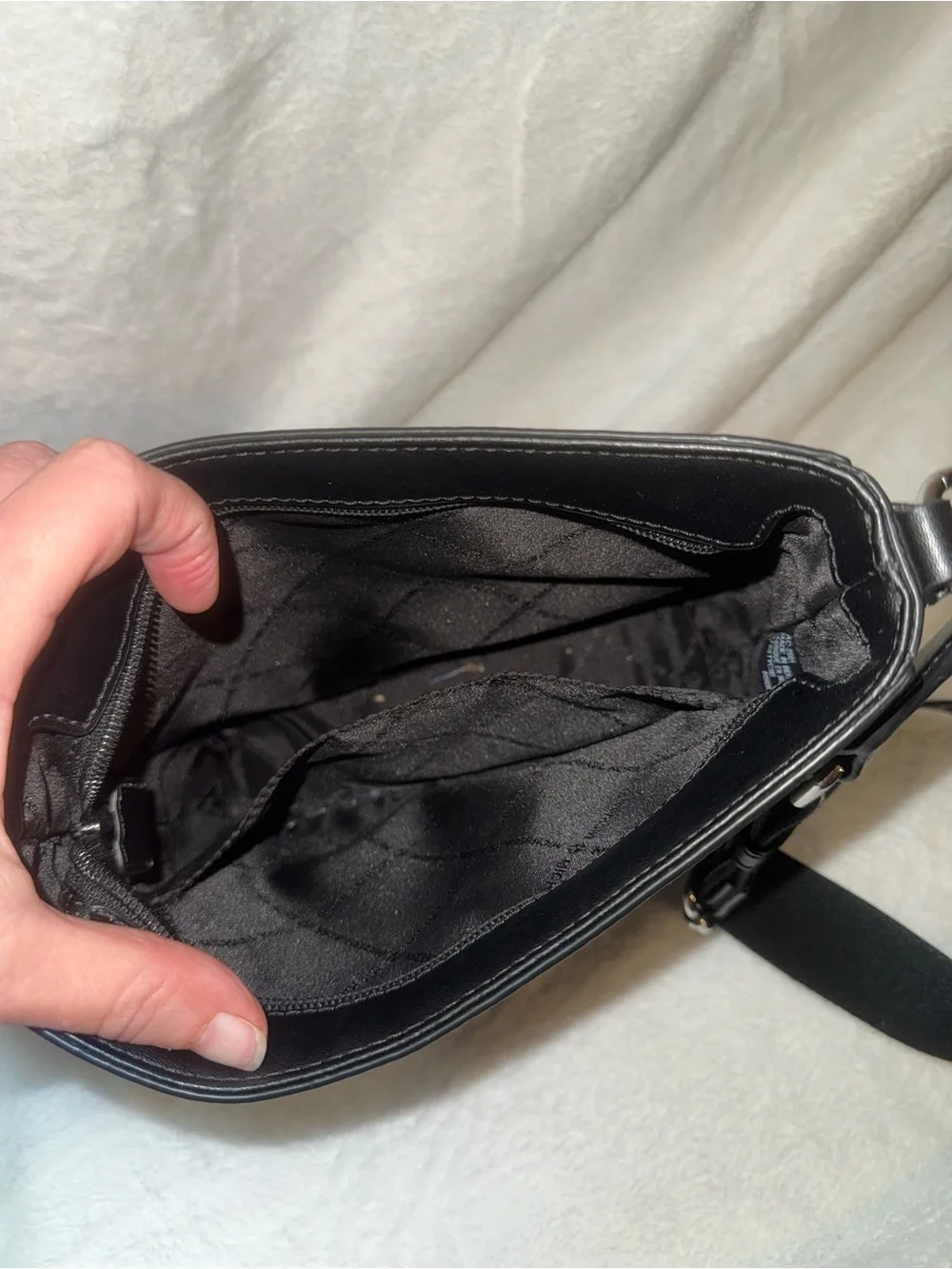 Michael Kors Black Logo Messenger Crossbody Bag with MK Charm and Guitar Strap